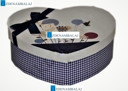 HEDİYE KUTUSU LACİVERT BEYAZ KALP 4'LÜ 28,5*26*9 CM - 3