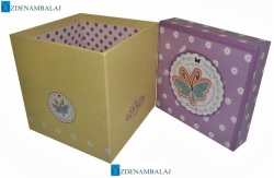 HEDİYE KUTUSU LİLA SARI DESENLİ 1'Lİ 10*10*10,5 CM   - 2