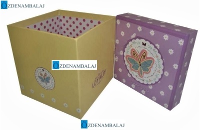 HEDİYE KUTUSU LİLA SARI DESENLİ 1'Lİ 10*10*10,5 CM - 3