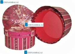 HEDİYE KUTUSU PEMBE YUVARLAK 3'LÜ 27*27*15 CM - 3