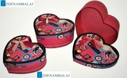 HEDİYE KUTUSU RENKLİ KALPLER KALPLİ 3'LÜ 24*22*10 CM - 2