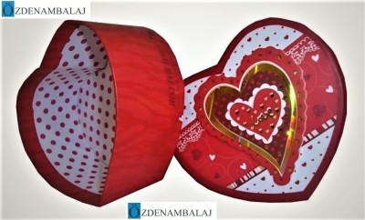 HEDİYE KUTUSU TIRTIKLI KALP 1'Lİ 11*10*5,5 CM - 1