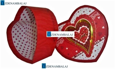 HEDİYE KUTUSU TIRTIKLI KALP 1'Lİ 11*10*5,5 CM - 3