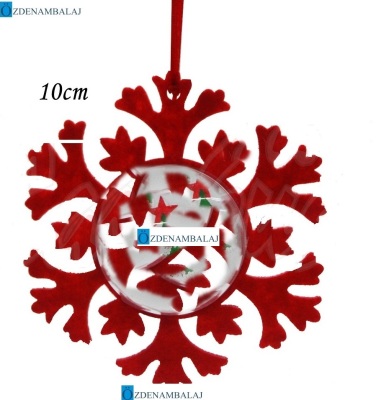 KAR TANESİ ŞEKLİNDE KAR KÜRESİ 10 CM KRMZ AĞAÇ SÜSÜ - 2