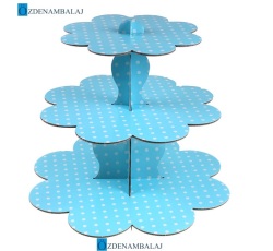 KARTON CUPCAKE STANDI AÇIK MAVİ  PUANTİYELİ