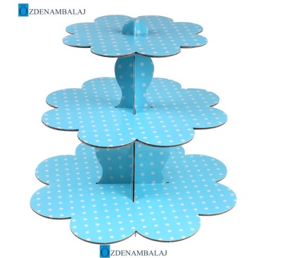 KARTON CUPCAKE STANDI AÇIK MAVİ  PUANTİYELİ - 1