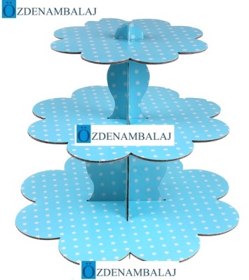 KARTON CUPCAKE STANDI AÇIK MAVİ  PUANTİYELİ - 2