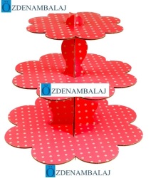 KARTON CUPCAKE STANDI KIRMIZI PUANTİYELİ - 2