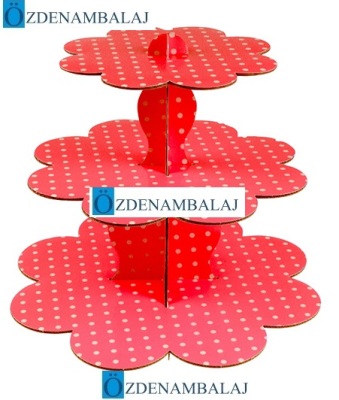 KARTON CUPCAKE STANDI KIRMIZI PUANTİYELİ - 2