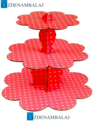 KARTON CUPCAKE STANDI KIRMIZI PUANTİYELİ - 1