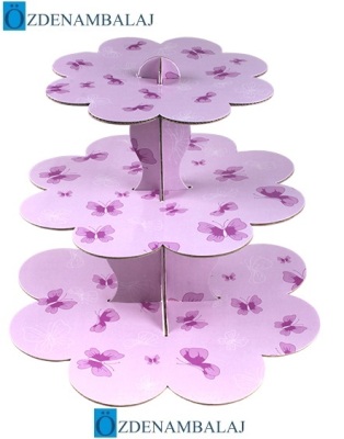 KARTON CUPCAKE STANDI LİLA KELEBEK - 1