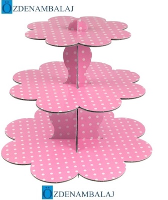 KARTON CUPCAKE STANDI PEMBE PUANTİYELİ - 1