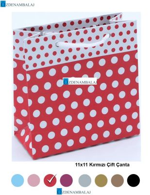KIRMIZI PUANTİYELİ HEDİYELİK ÇANTA 11*11*CM 50’Lİ - 2