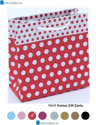 KIRMIZI PUANTİYELİ HEDİYELİK ÇANTA 11*11*CM 50’Lİ - 1