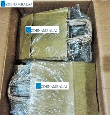 KOROPLAST SAPLI KRAFT ÇANTA KÜÇÜK  ( ALTIN ) 25'Lİ - 2