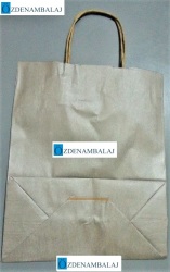 KOROPLAST SAPLI KRAFT ÇANTA KÜÇÜK  ( GÜMÜŞ ) 25'Lİ