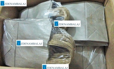 KOROPLAST SAPLI KRAFT ÇANTA KÜÇÜK  ( GÜMÜŞ ) 25'Lİ - 2