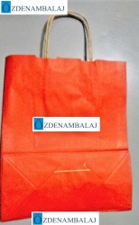 KOROPLAST SAPLI KRAFT ÇANTA KÜÇÜK  ( KIRMIZI ) 25'Lİ - 2
