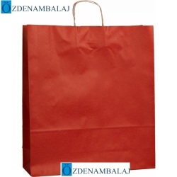 KOROPLAST SAPLI KRAFT ÇANTA KÜÇÜK  ( KIRMIZI ) 25'Lİ