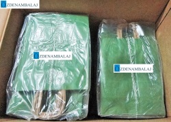 KOROPLAST SAPLI KRAFT ÇANTA KÜÇÜK  ( YEŞİL ) 25'Lİ - 4