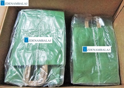 KOROPLAST SAPLI KRAFT ÇANTA KÜÇÜK  ( YEŞİL ) 25'Lİ - 4