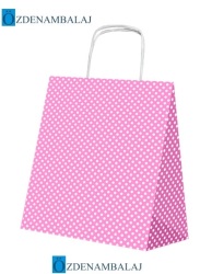 KRAFT ÇANTA PUANTİYELİ KÜÇÜK BOY ( PEMBE ) 25'Lİ