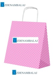 KRAFT ÇANTA PUANTİYELİ KÜÇÜK BOY ( PEMBE ) 25'Lİ - 2