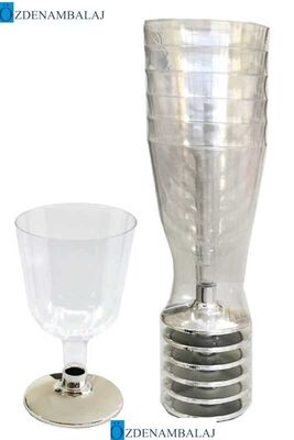 METALİK GÜMÜŞ KISA AYAKLI KADEH 150 ML 6’LI - 2