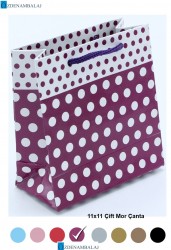MOR PUANTİYELİ HEDİYELİK ÇANTA 11*11*CM 50’Lİ - 1