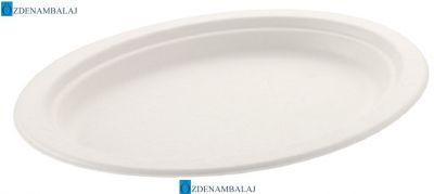 BASKISIZ OVAL EKOLOJİK TABAK 28*20 CM 50'Lİ - 1