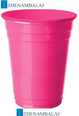 PLASTİK BÜYÜK MEŞRUBAT BARDAĞI ( ŞEKER PEMBE 8'Lİ ) - 1
