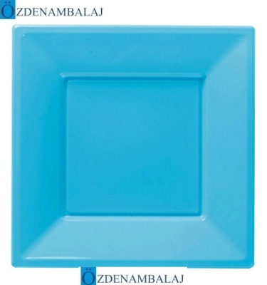 PLASTİK KARE TABAK BÜYÜK'BOY 23 CM 8'Lİ ( AÇIK MAVİ ) - 1
