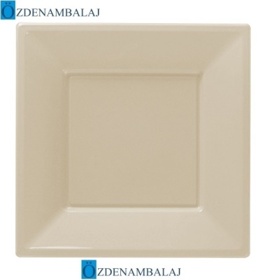PLASTİK KARE TABAK BÜYÜK'BOY 23 CM 8'Lİ ( KREM ) - 1