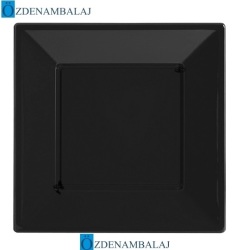 PLASTİK KARE TABAK BÜYÜK'BOY 23 CM 8'Lİ ( SİYAH ) - 2