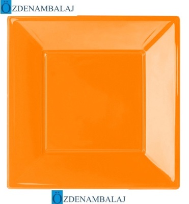 PLASTİK KARE TABAK BÜYÜK'BOY 23 CM 8'Lİ ( TURUNCU ) - 1