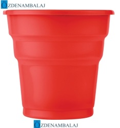 ROLL-UP PLASTİK MEŞRUBAT BARDAĞI  KIRMIZI 25'Lİ