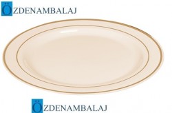 PORSELEN GÖRÜNÜMLÜ GOLD PLASTİK TABAK 19 CM  6 ADET​