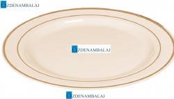 PORSELEN GÖRÜNÜMLÜ GOLD PLASTİK TABAK 19 CM  6 ADET​ - 2