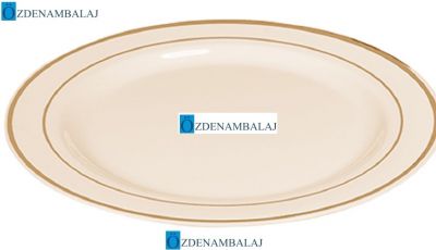 PORSELEN GÖRÜNÜMLÜ GOLD PLASTİK TABAK 19 CM  6 ADET​ - 2