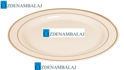 PORSELEN GÖRÜNÜMLÜ GOLD PLASTİK TABAK 26 CM 6 ADET​ - 2
