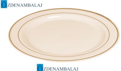 PORSELEN GÖRÜNÜMLÜ GOLD PLASTİK TABAK 26 CM 6 ADET​ - 1