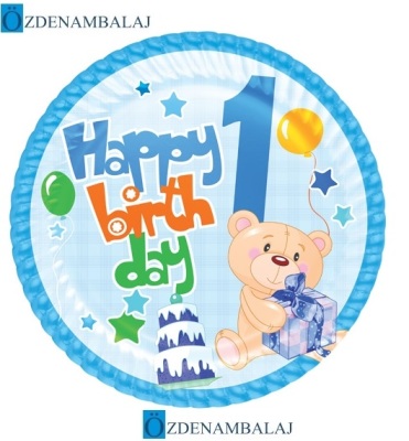 ROLL-UP İLK YAŞ PARTİM ERKEK KARTON TABAK ( 23 CM 8'Lİ ) - 1