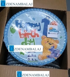 ROLL-UP İLK YAŞ PARTİM ERKEK KARTON TABAK ( 23 CM 8'Lİ ) - 3