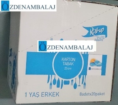 ROLL-UP İLK YAŞ PARTİM ERKEK KARTON TABAK ( 23 CM 8'Lİ ) - 4