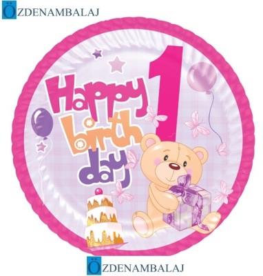 ROLL-UP İLK YAŞ PARTİM KIZ KARTON TABAK ( 23 CM 8'Lİ ) - 1