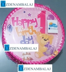 ROLL-UP İLK YAŞ PARTİM KIZ KARTON TABAK ( 23 CM 8'Lİ ) - 3