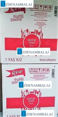 ROLL-UP İLK YAŞ PARTİM KIZ KARTON TABAK ( 23 CM 8'Lİ ) - 4