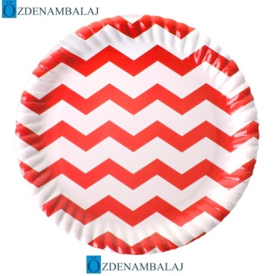 ROLL-UP KIRMIZI ZİG ZAG KARTON TABAK ( 23 CM 8'Lİ ) - 1