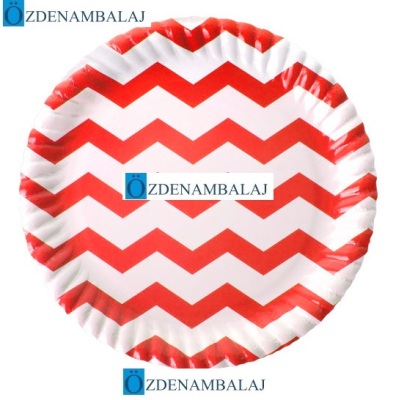 ROLL-UP KIRMIZI ZİG ZAG KARTON TABAK ( 23 CM 8'Lİ ) - 2