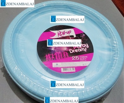 ROLL-UP PARTY DREAMS PLASTİK TABAK 22 CM 25'Lİ ( AÇIK MAVİ ) - 3